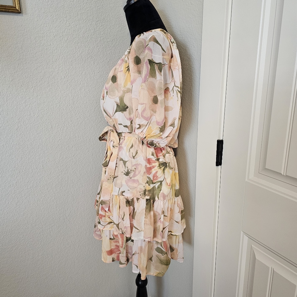 Off-Shoulder Mini Floral Ruffle Dress - Picture 5 of 12